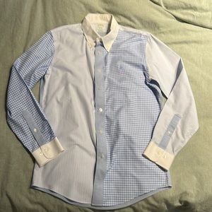 Brooks Brothers supima cotton dress shirt. Gingham, seersucker mix pattern.
